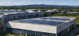 Solar panels across a commercial rooftop